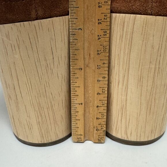 Urban Outfitters UO Block Wooden Heel Suede Mules Shoes Brown Camel size 9 - Picture 5 of 8